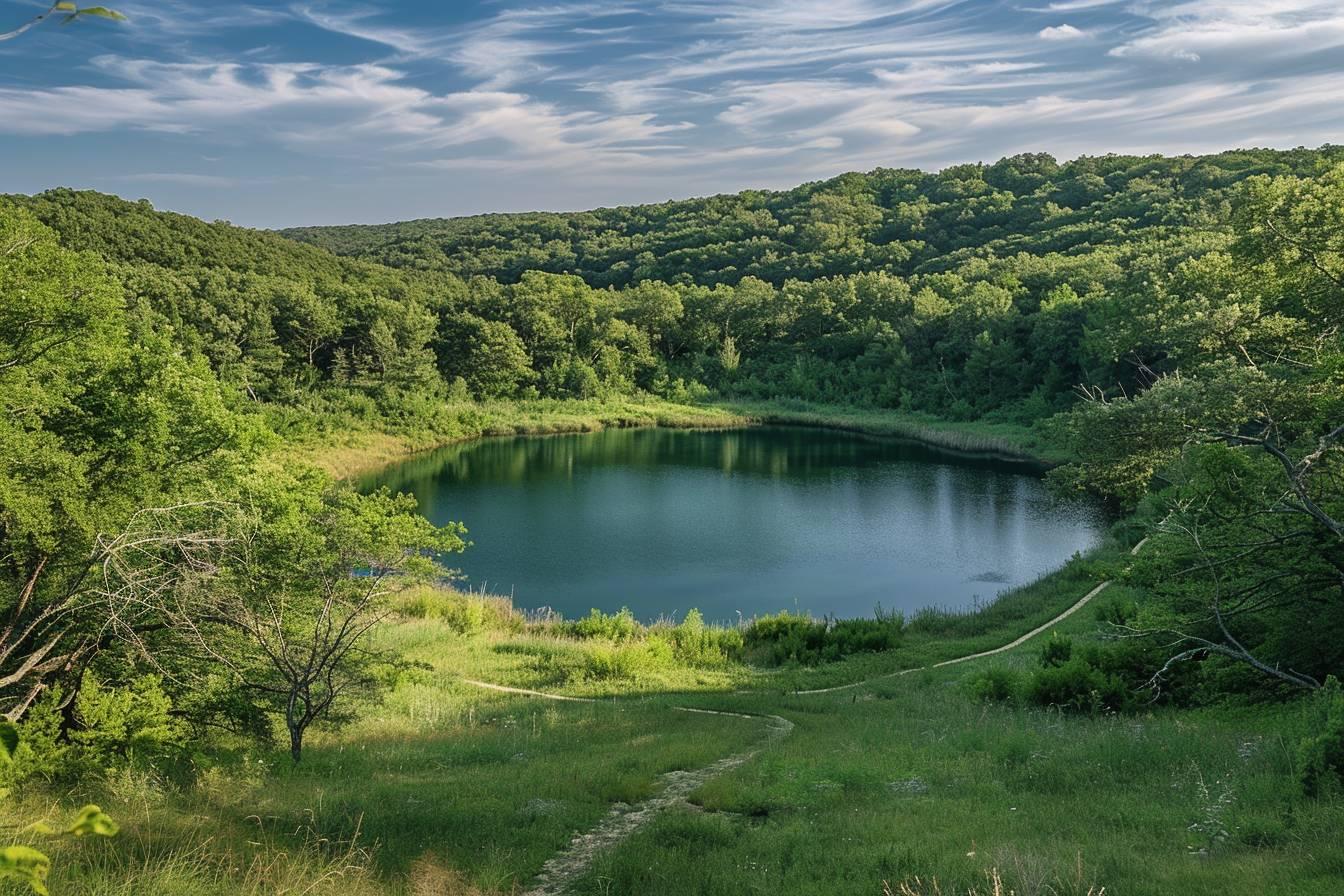 Un magnifique lac entouré de forêts verdoyantes et de collines paisibles