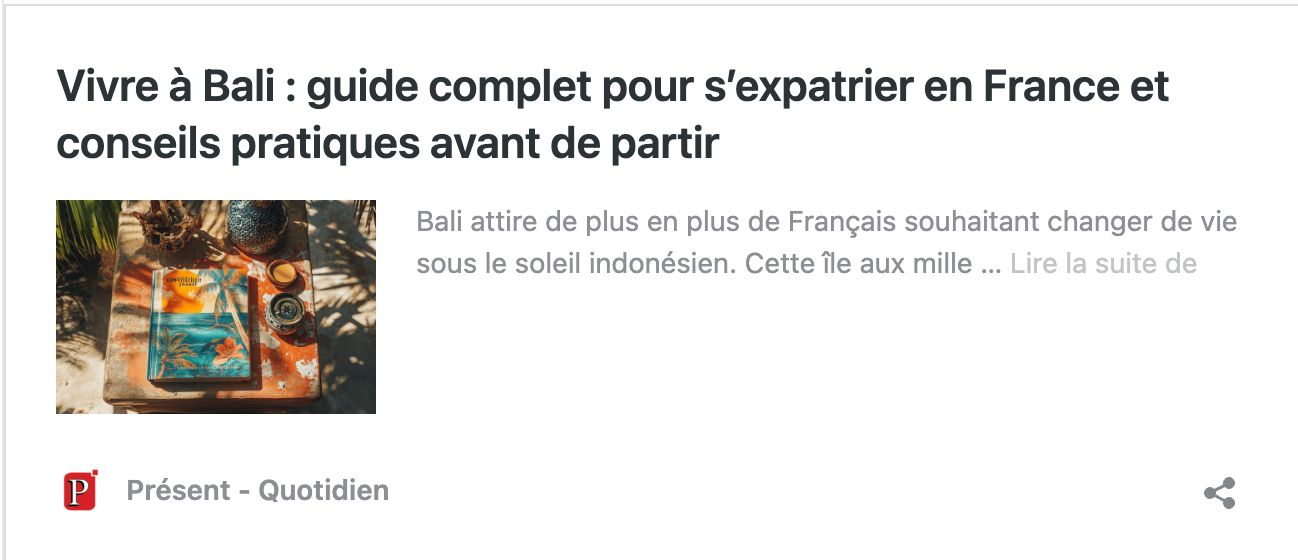 Vivre à Bali