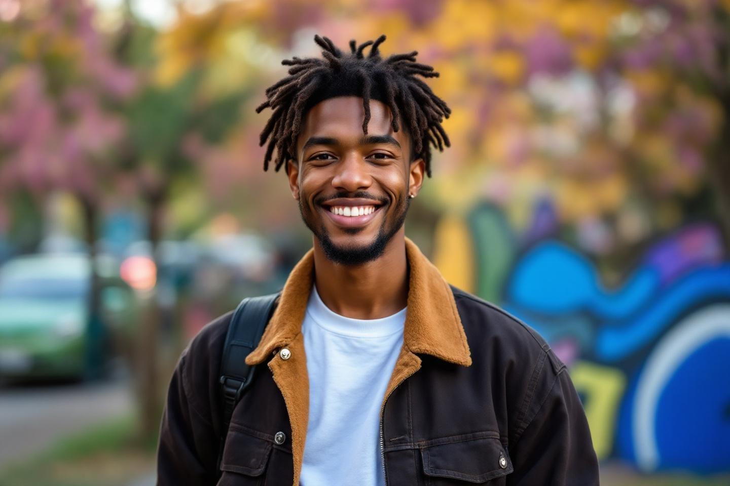 Portrait d'un jeune homme avec des dreadlocks portant une veste