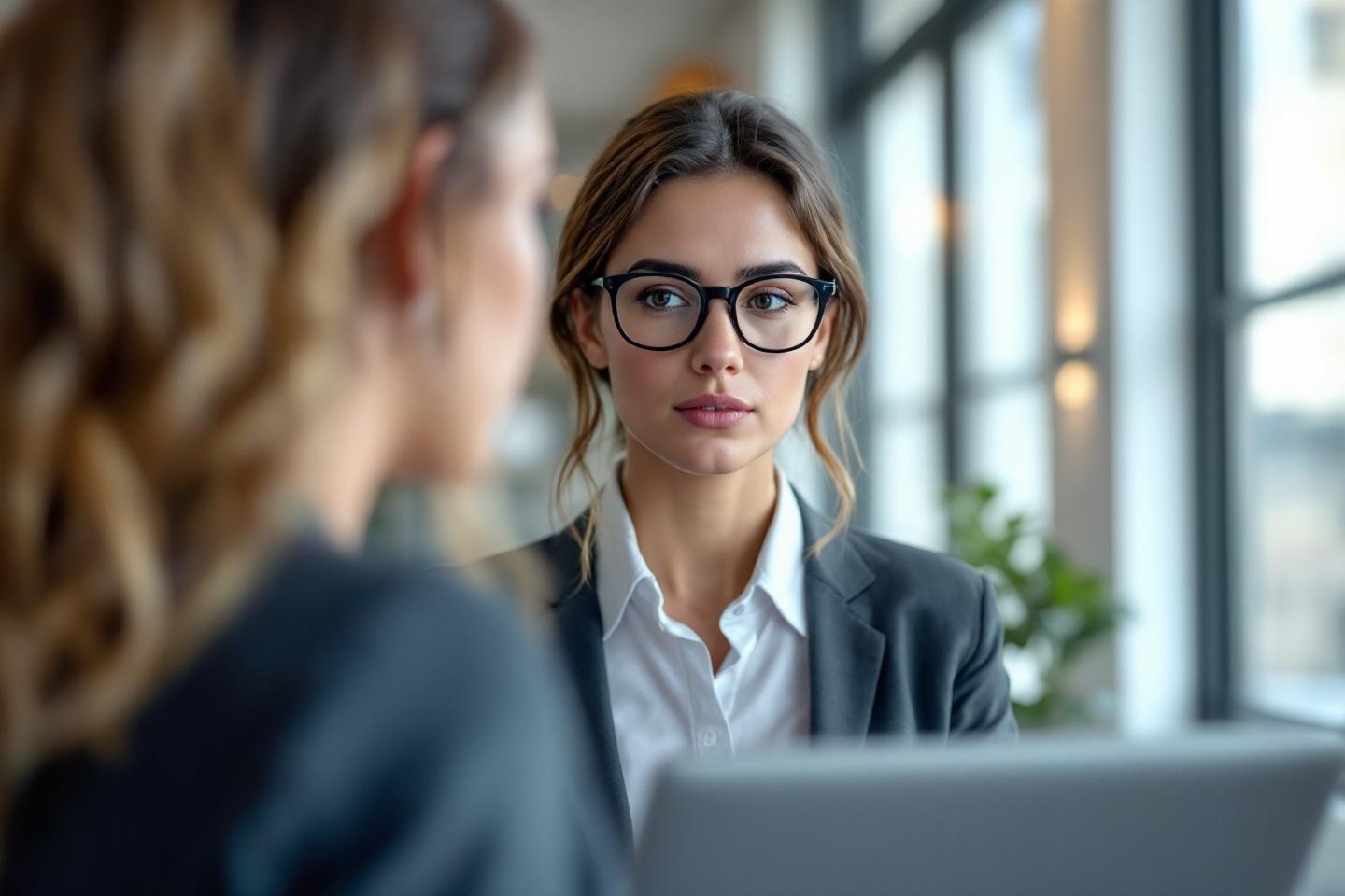 Jeune femme d'affaires attentive lors d'une réunion professionnelle