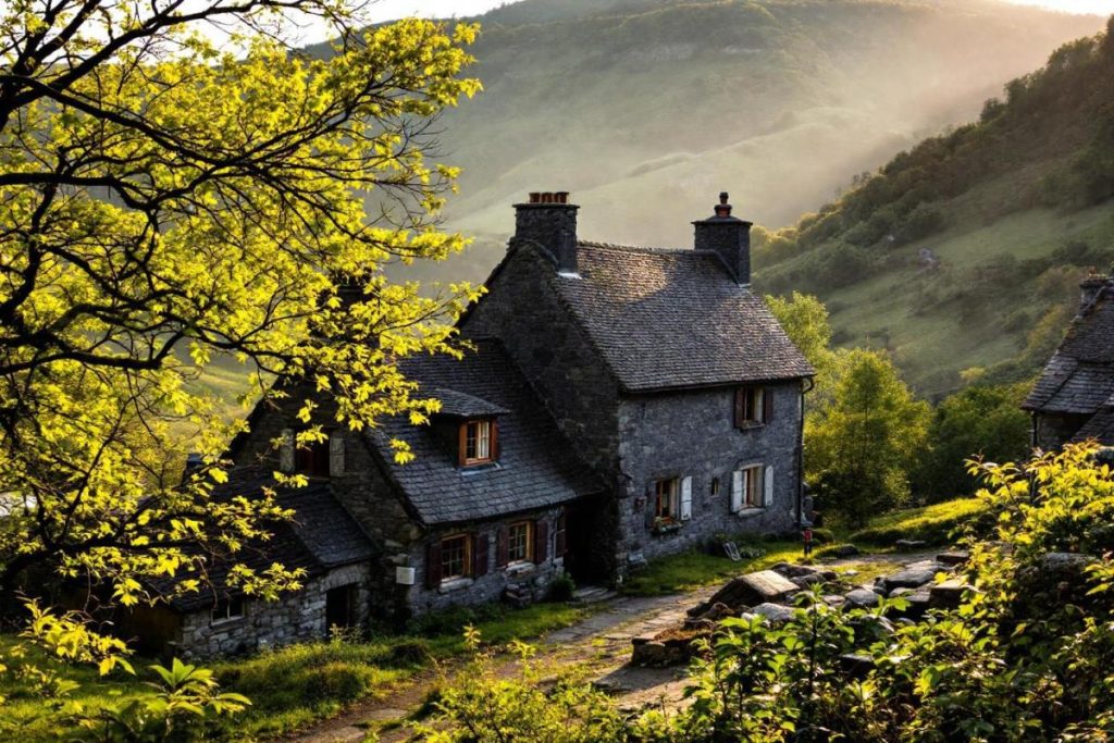 Enserré dans une vallée secrète, ce village du Cantal charme par sa pierre noire et son silence