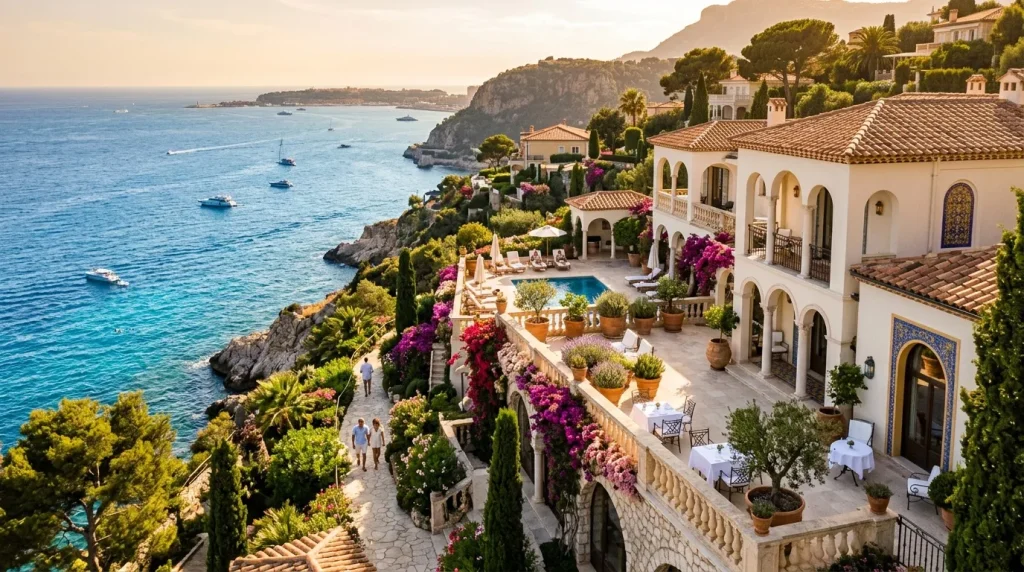 Luxueuse villa blanche côtière avec piscine surplombant la Méditerranée