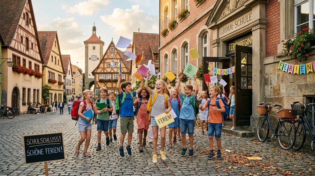 Enfants joyeux célébrant la fin de l'école en Allemagne