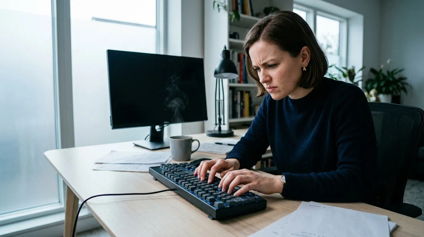 Femme composant de la musique sur un clavier MIDI au bureau