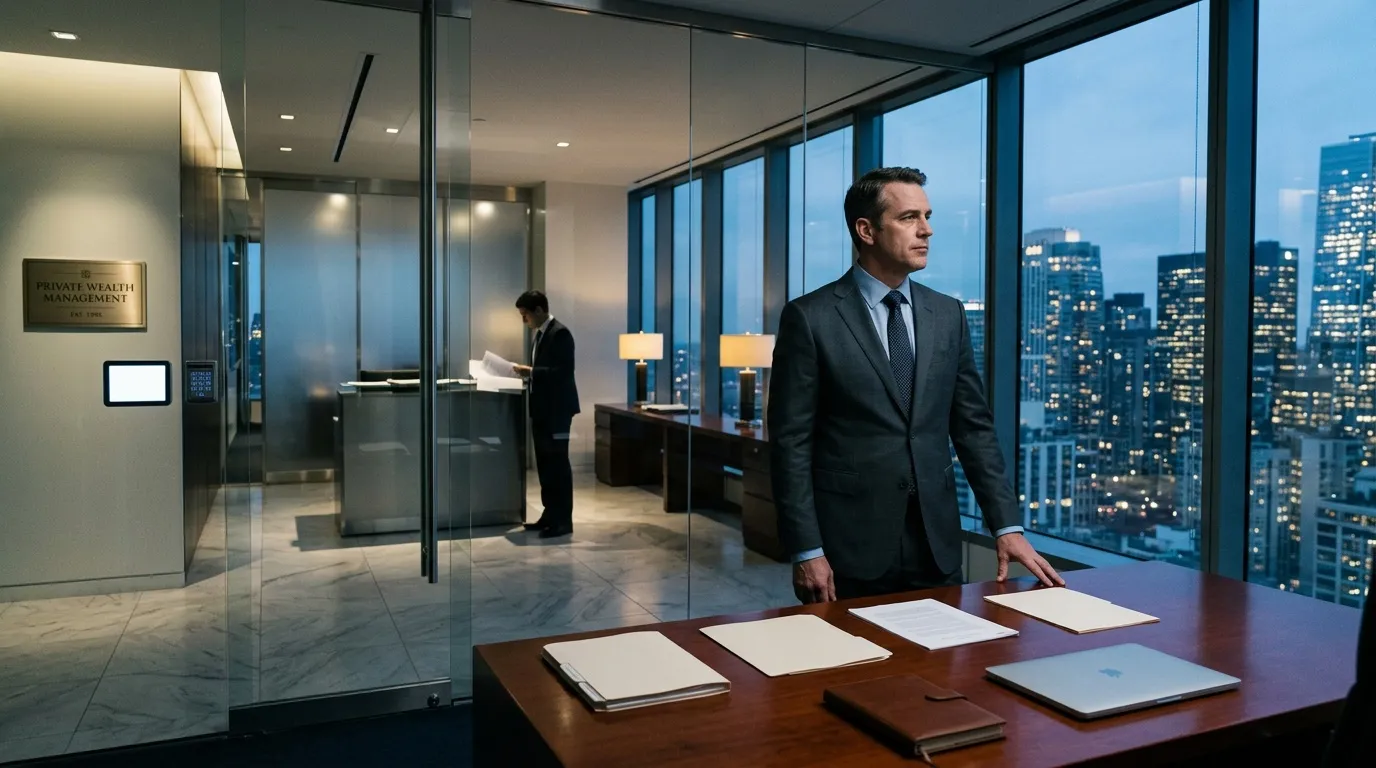 Homme d'affaires dans bureau moderne avec vue panoramique sur la ville