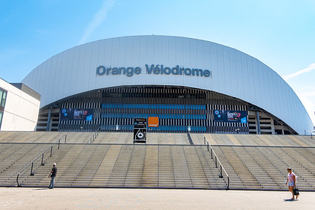 Façade du stade Vélodrome de Marseille, boulevard Michelet